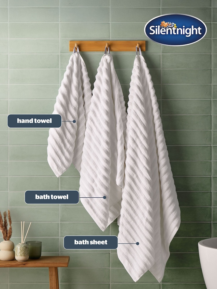 Silentnight 6 Pack White Ribbed Cotton Towel Bale - Image 2 of 6