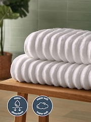 Silentnight 6 Pack White Ribbed Cotton Towel Bale - Image 4 of 6