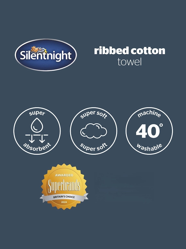 Silentnight 6 Pack White Ribbed Cotton Towel Bale - Image 6 of 6