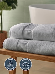 Silentnight 6 Pack Grey Luxury Waffle Cotton Towel Bale - Image 4 of 6