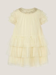 Monsoon Yellow Baby Alexandra Embellished Swing Dress - Image 1 of 3