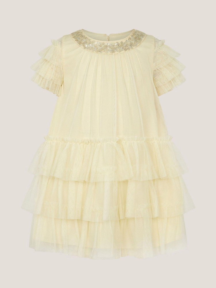 Monsoon Yellow Baby Alexandra Embellished Swing Dress - Image 1 of 3