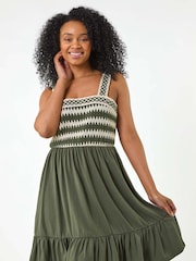 Roman Green Petite Crochet Trim Strap Dress - Image 1 of 5