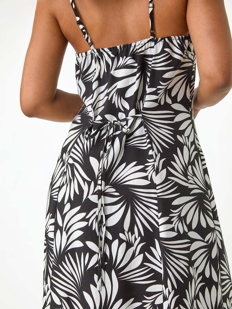 Roman Black Petite Print Button Midi Dress - Image 5 of 5