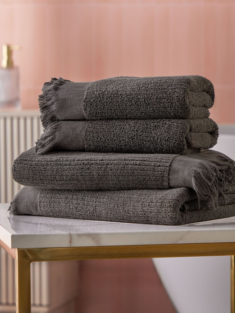 Cosmo Living 4 Pack Charcoal Textured Cotton Towel Bale - Image 1 of 6