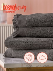 Cosmo Living 4 Pack Charcoal Textured Cotton Towel Bale - Image 5 of 6