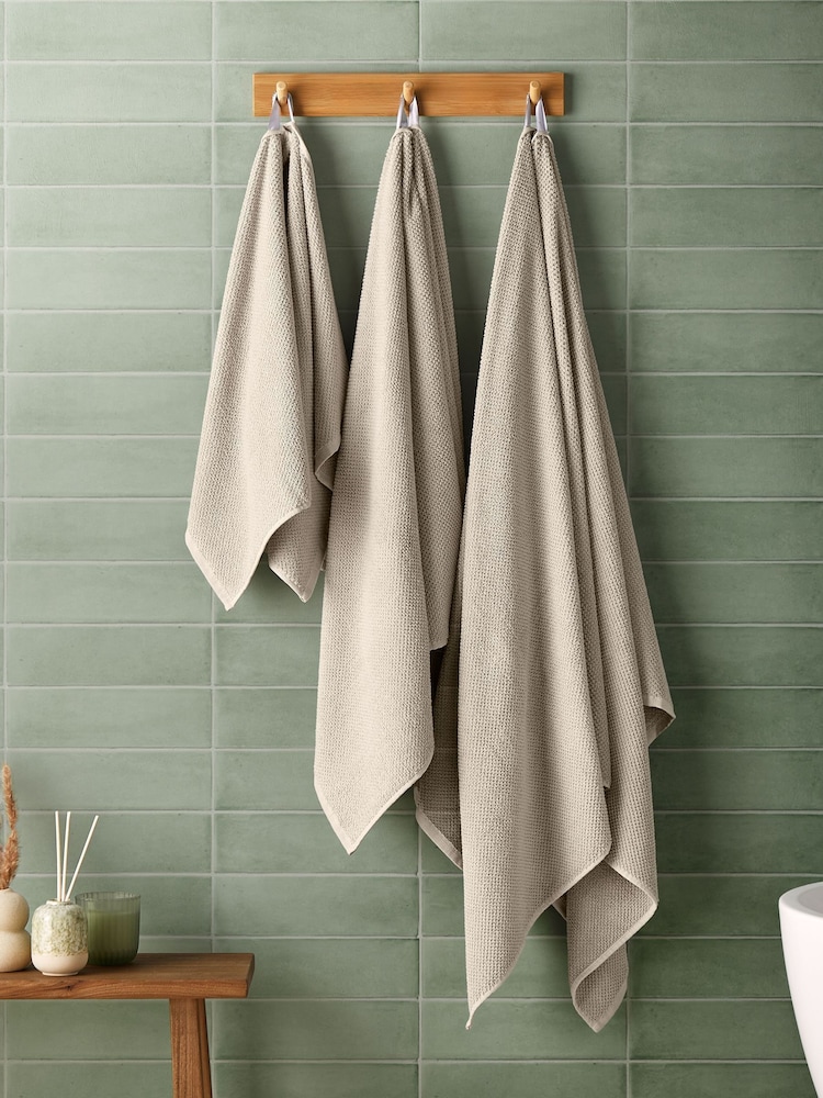 Silentnight 6 Pack Natural Popcorn Waffle Towel Bale - Image 1 of 6