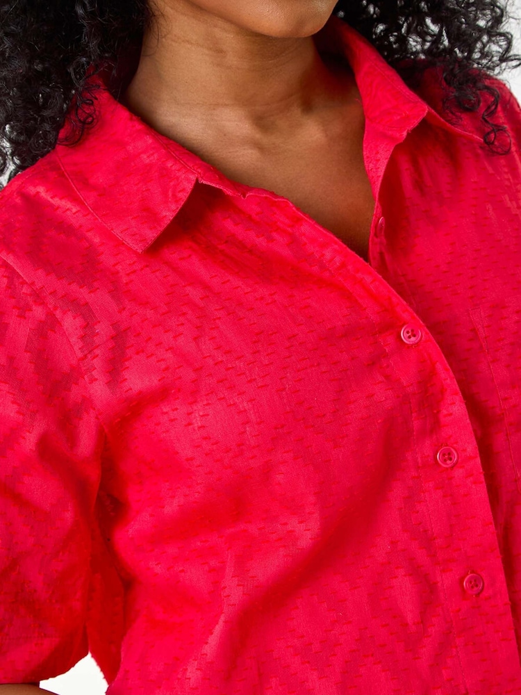 Roman Pink Petite Jacquard One Pocket 100% Cotton Shirt - Image 5 of 5