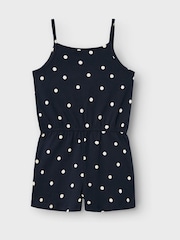 Ciemnoniebieski - Name It Floral Printed Playsuit - Image 1 of 2