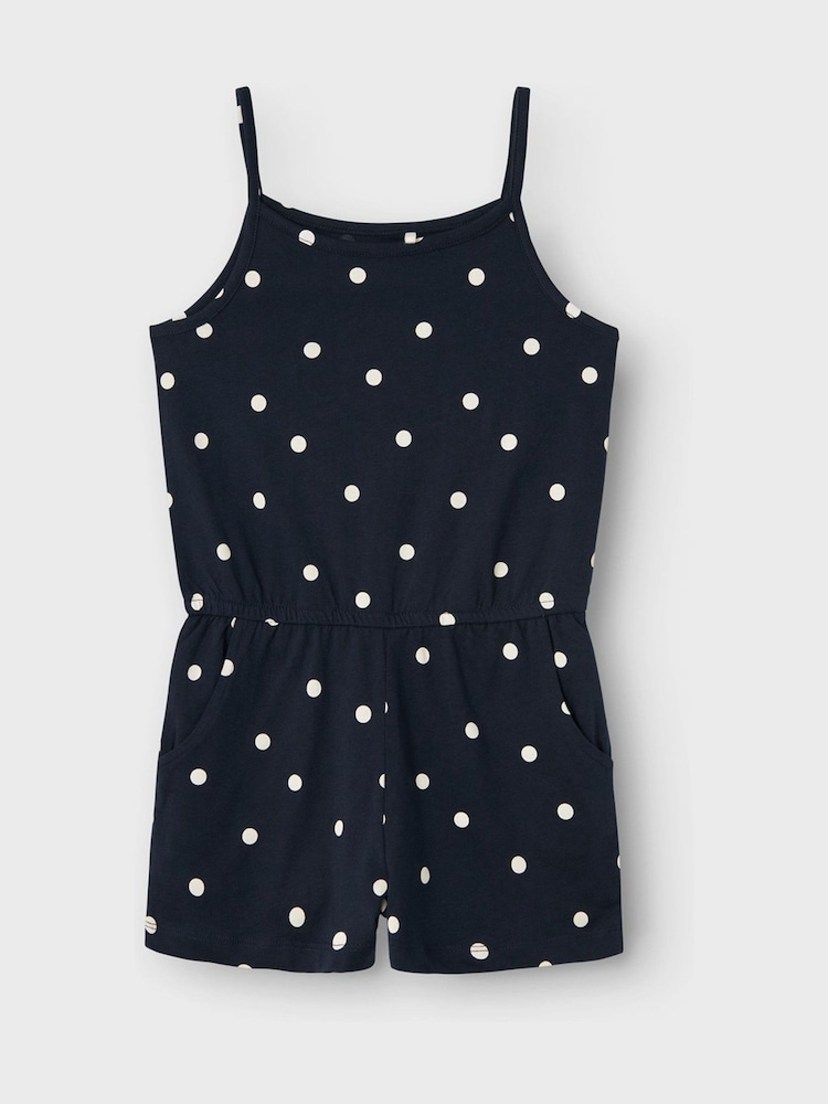 Ciemnoniebieski - Name It Floral Printed Playsuit - Image 2 of 2
