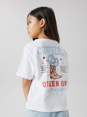 Name It White Cowgirl Boot Print Cap Sleeve T-Shirt - Image 1 of 5