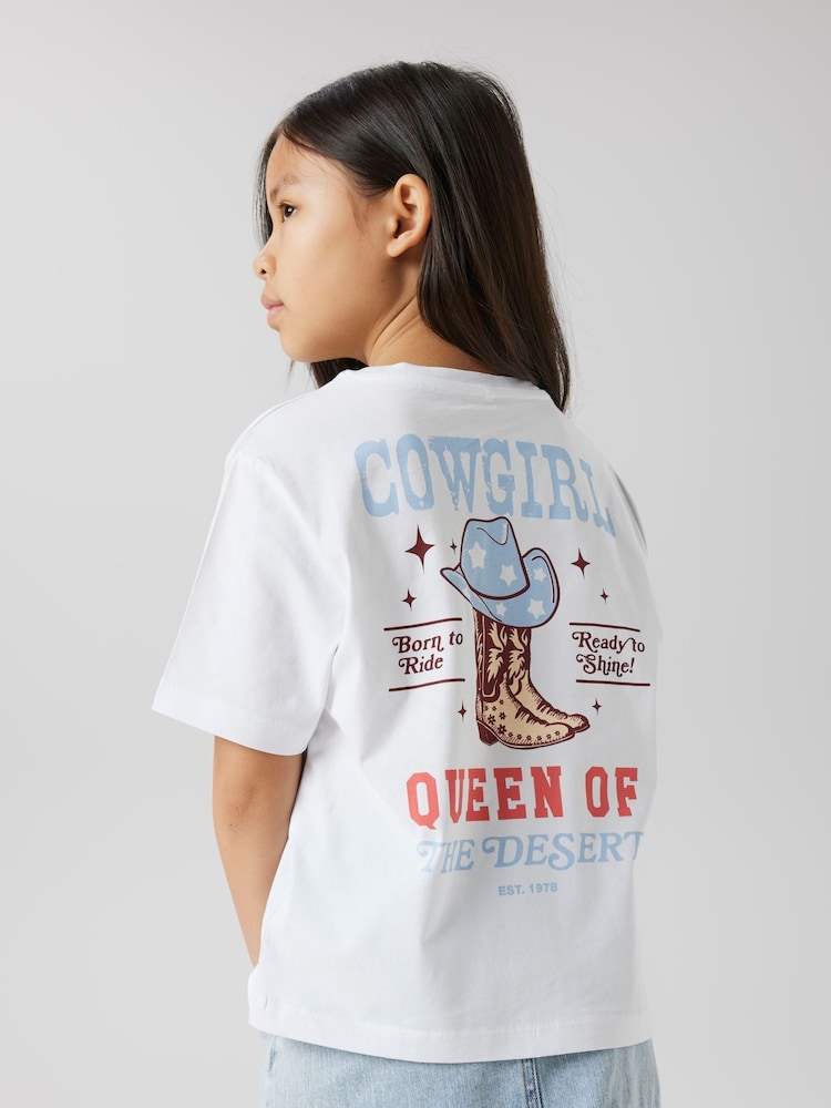 Name It White Cowgirl Boot Print Cap Sleeve T-Shirt - Image 1 of 5