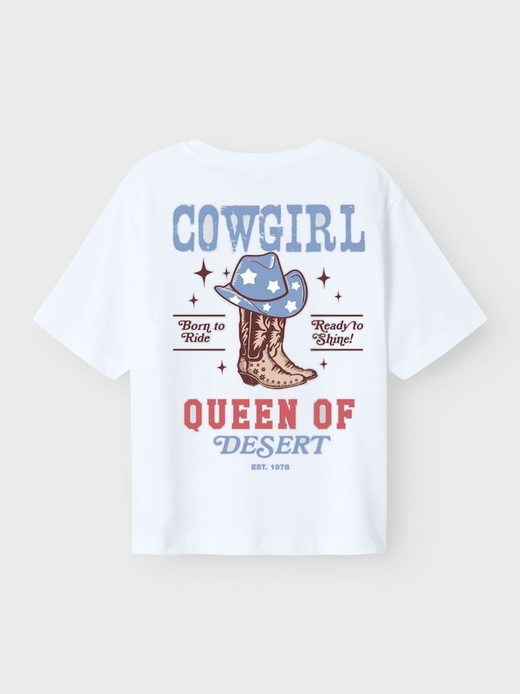 Name It White Cowgirl Boot Print Cap Sleeve T-Shirt - Image 2 of 5