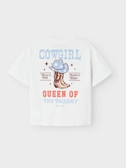 Name It White Cowgirl Boot Print Cap Sleeve T-Shirt - Image 3 of 5