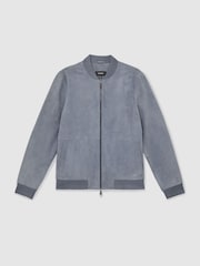 Reiss Denim Blue Burnham Bomber Jacket - Image 2 of 5