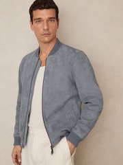 Reiss Denim Blue Burnham Bomber Jacket - Image 3 of 5