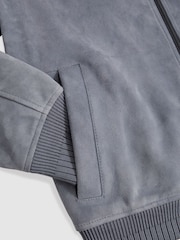 Reiss Denim Blue Burnham Bomber Jacket - Image 5 of 5