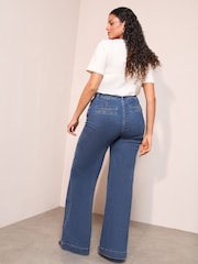 Friends Like These Mid Wash Curve Pocket Tailored Wide Leg Jeans - Image 4 of 4