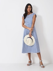 Crew Clothing Blue Sleeveless Fit And Flare Dress - Image 1 of 5