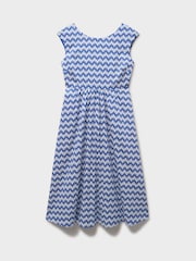 Crew Clothing Blue Sleeveless Fit And Flare Dress - Image 6 of 6