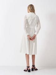 Crew Clothing White Broderie 100% Cotton Shirt Dress - Image 2 of 5