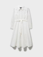 Crew Clothing White Broderie 100% Cotton Shirt Dress - Image 5 of 5