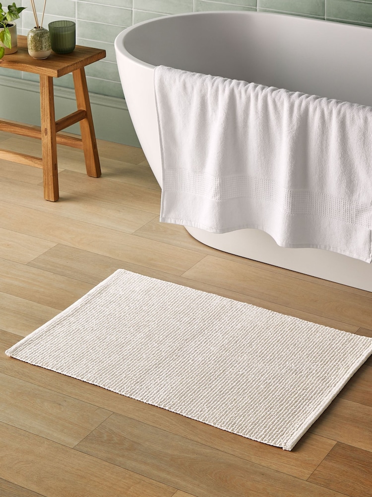 Silentnight White Textured Knot Bath Mat - Image 1 of 5