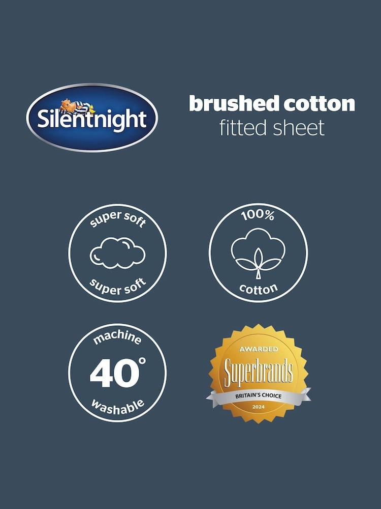 Silentnight White 100% Brushed Cotton Fitted Sheet - Image 6 of 6
