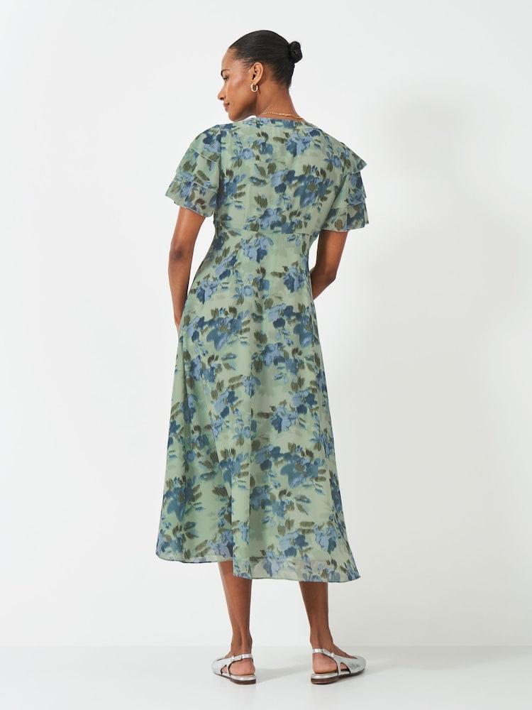 Crew Clothing Green Flutter Sleeve Dress - Image 2 of 5
