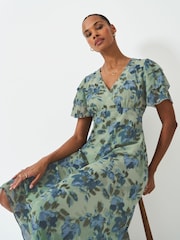 Crew Clothing Green Flutter Sleeve Dress - Image 3 of 5
