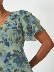 Crew Clothing Green Flutter Sleeve Dress - Image 4 of 5