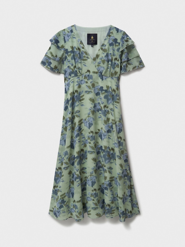 Crew Clothing Green Flutter Sleeve Dress - Image 4 of 4 Crew Clothing Green Flutter Sleeve Dress - Image 4 of 4