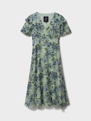 Crew Clothing Green Flutter Sleeve Dress - Image 5 of 5