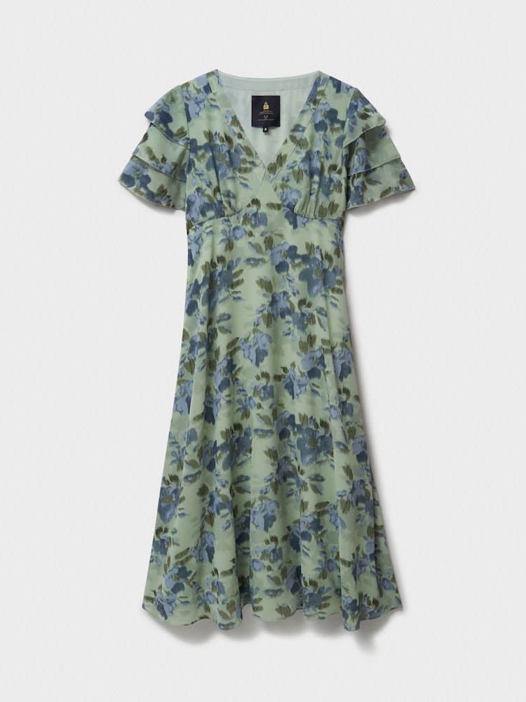 Crew Clothing Green Flutter Sleeve Dress - Image 5 of 5