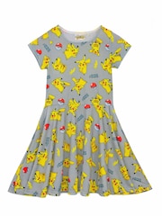 Vanilla Underground Grey Girls Pokemon Short Sleeve Skater Dress - Image 1 of 5