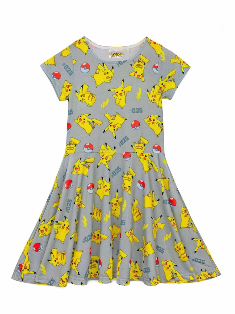 Vanilla Underground Grey Girls Pokemon Short Sleeve Skater Dress - Image 1 of 5