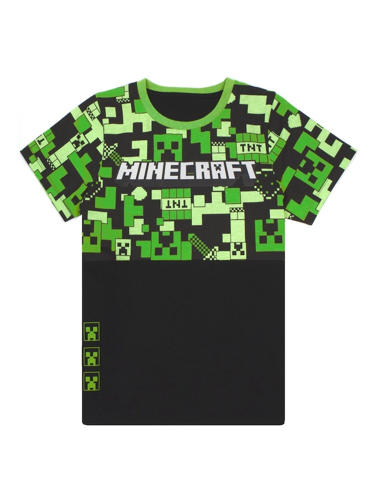 Vanilla Underground Green Boys Minecraft Short Sleeve Short Leg 100% Cotton Pyjamas Set - Image 2 of 5
