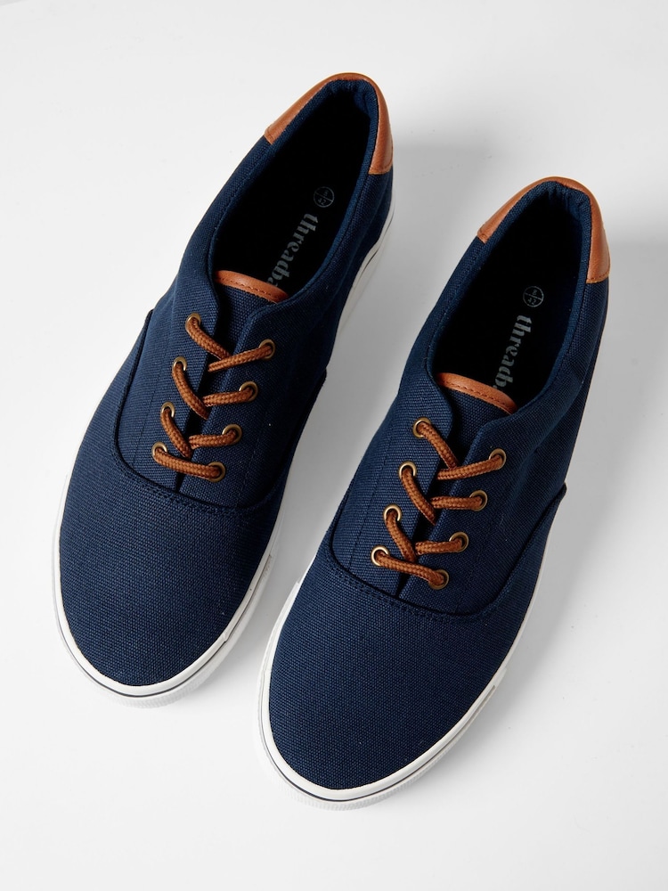 Threadbare Navy Canvas Trainers - Image 2 of 4 Threadbare Navy Canvas Trainers - Image 2 of 4