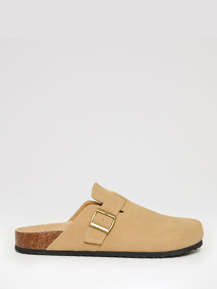 Threadbare Natural Faux Suede Mule Sandals - Image 1 of 4
