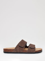 Threadbare Brown Faux Suede Two Strap Sandals - Image 1 of 4