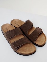 Threadbare Brown Faux Suede Two Strap Sandals - Image 2 of 4