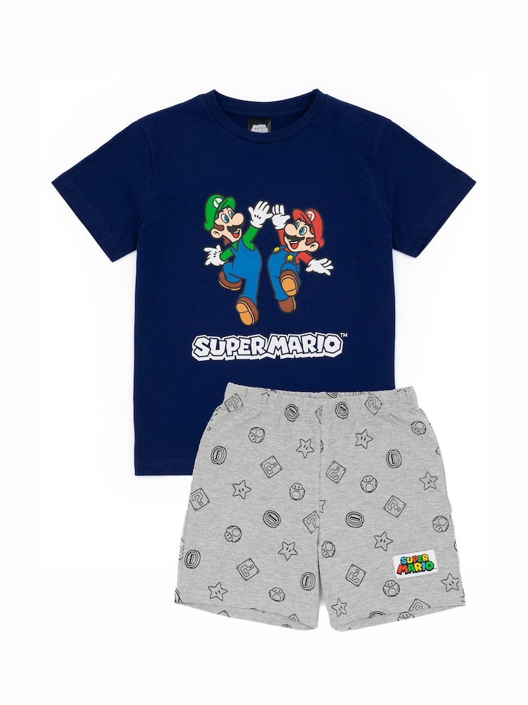 Vanilla Underground Blue Boys Nintendo Super Mario Short Sleeve Short Leg Pyjamas Set - Image 1 of 5