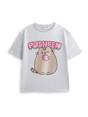 Vanilla Underground Grey Girls 100% Cotton Pusheen T-Shirt and Shorts Set - Image 2 of 6