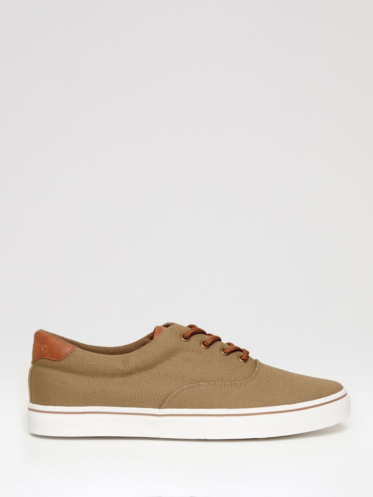 Threadbare Khaki Canvas Trainers - Image 1 of 4 Threadbare Khaki Canvas Trainers - Image 1 of 4