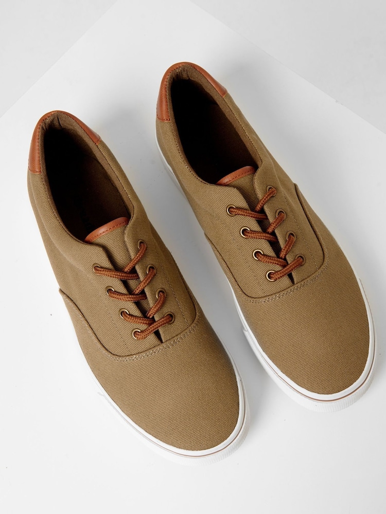 Threadbare Khaki Canvas Trainers - Image 2 of 4