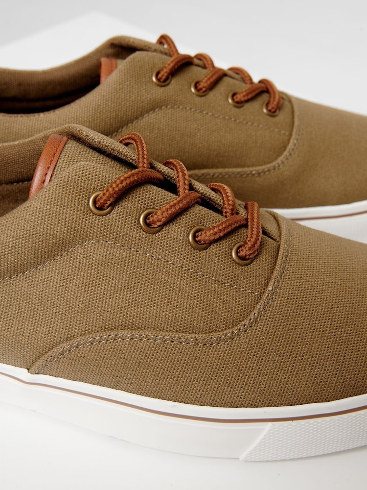 Threadbare Khaki Canvas Trainers - Image 3 of 4
