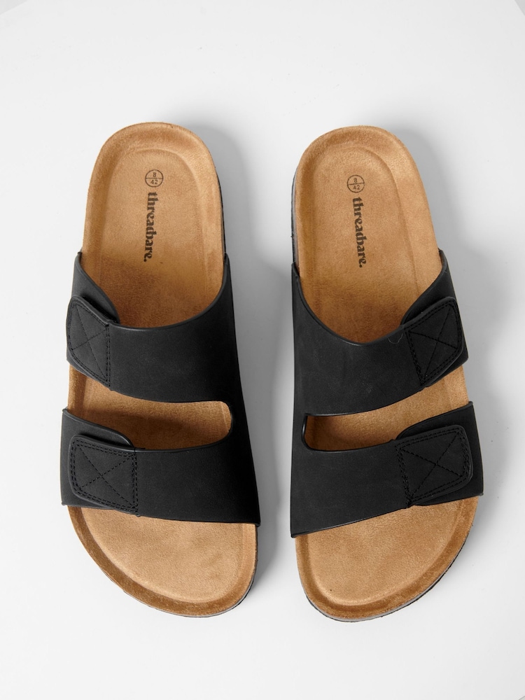 Threadbare Black Faux Suede Two Strap Sandals - Image 2 of 4