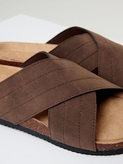 Threadbare Brown Faux Suede Cross Strap Sandals - Image 3 of 4