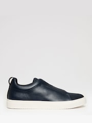 Threadbare Navy Faux Leather Elastic Lace Slip On Trainers - Image 1 of 4