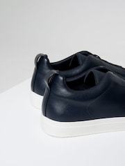 Threadbare Navy Faux Leather Elastic Lace Slip On Trainers - Image 4 of 4